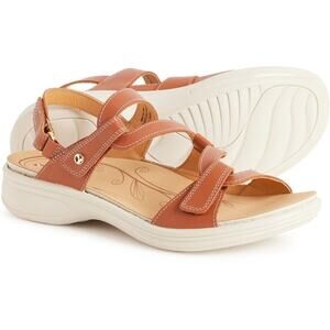 Revere Emerald Women’s 11 Sandals Premium Soft Leather, Adjustable Straps Cognac
